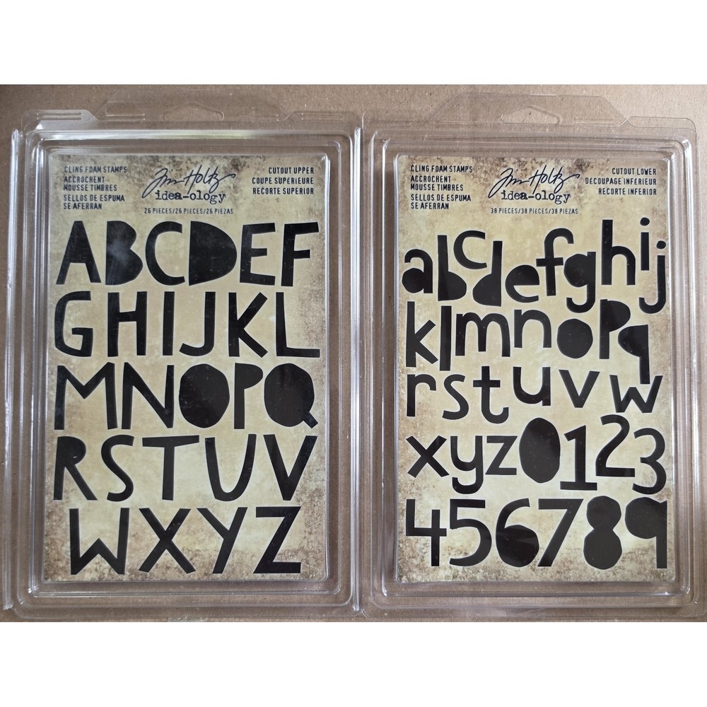 Tim Holtz Idea-ology Cutout Letters & Numbers Cling Foam Stamp Sets Bundle